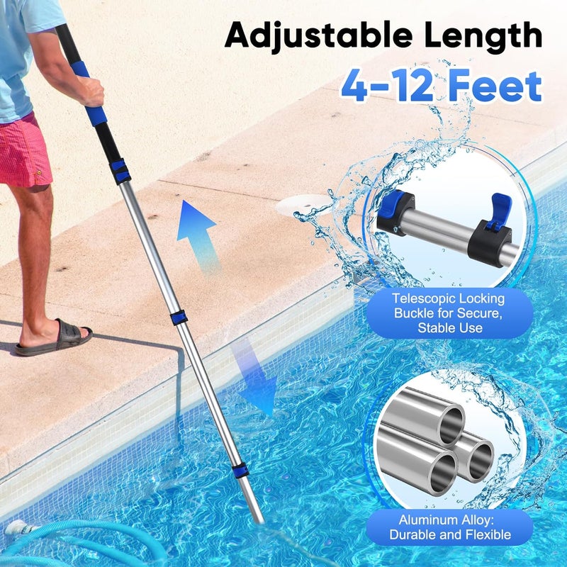 GADFISH Pool Pole Telescopic, 16FT Reach Aluminium Telescoping Pole with 4 Baffle Locks, Universal Extension Pole for Skimmer Nets, Rakes, Brushes and Vacuum Heads -Swimming Pool Cleaning Tools - Image 3